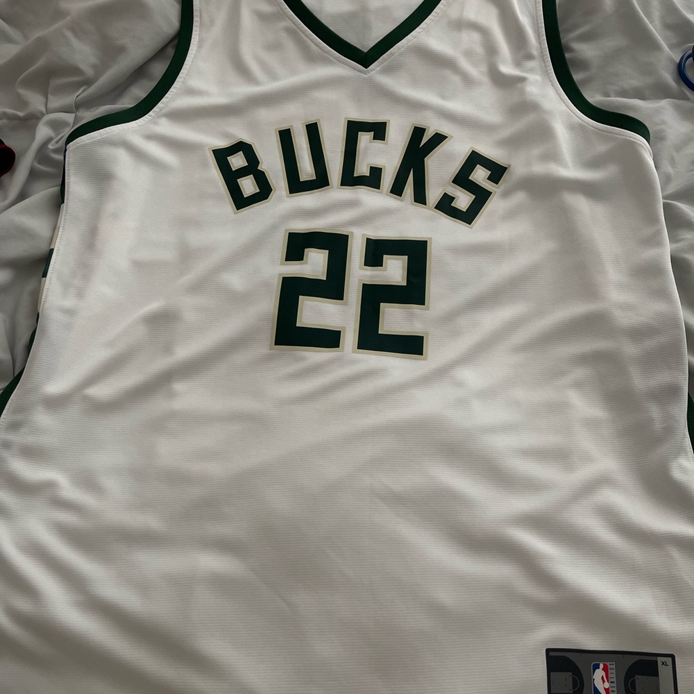 Fanatics Bucks White and Green Jersey